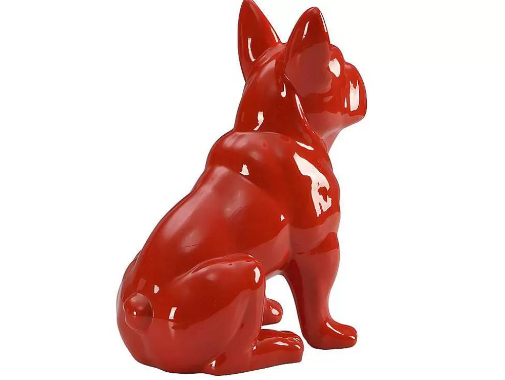 OZAIA Estátua De Buldogue Em Resina De C. 27 X L. 16 X A. 32 Cm Cor Vermelho - Doggo* Estátua