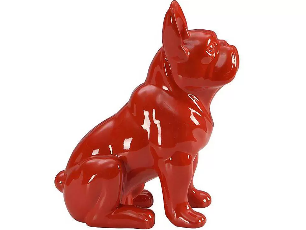 OZAIA Estátua De Buldogue Em Resina De C. 27 X L. 16 X A. 32 Cm Cor Vermelho - Doggo* Estátua