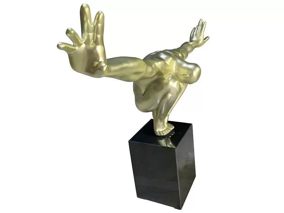 OZAIA Estátua Decorativa C73 X A57 Cm Em Resina Dourada - Soledad Ii* Estátua
