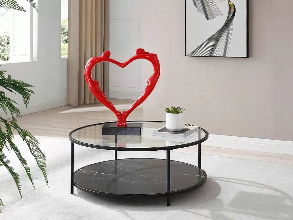 OZAIA Grande Estátua Coracao Em Resina L49 X A55 Cm, Vermelho - Lovina* Estátua