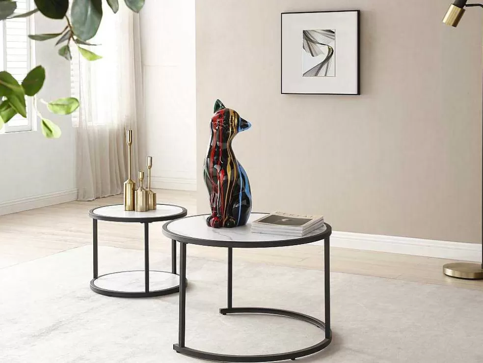 OZAIA Grande Estátua De Gato Em Resina C24 X L13 X A53 Cm Multicolor - Miniria* Estátua