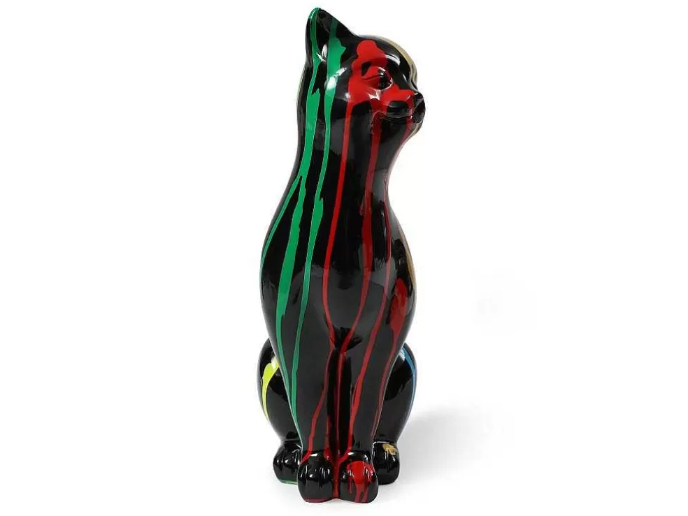 OZAIA Grande Estátua De Gato Em Resina C24 X L13 X A53 Cm Multicolor - Miniria* Estátua