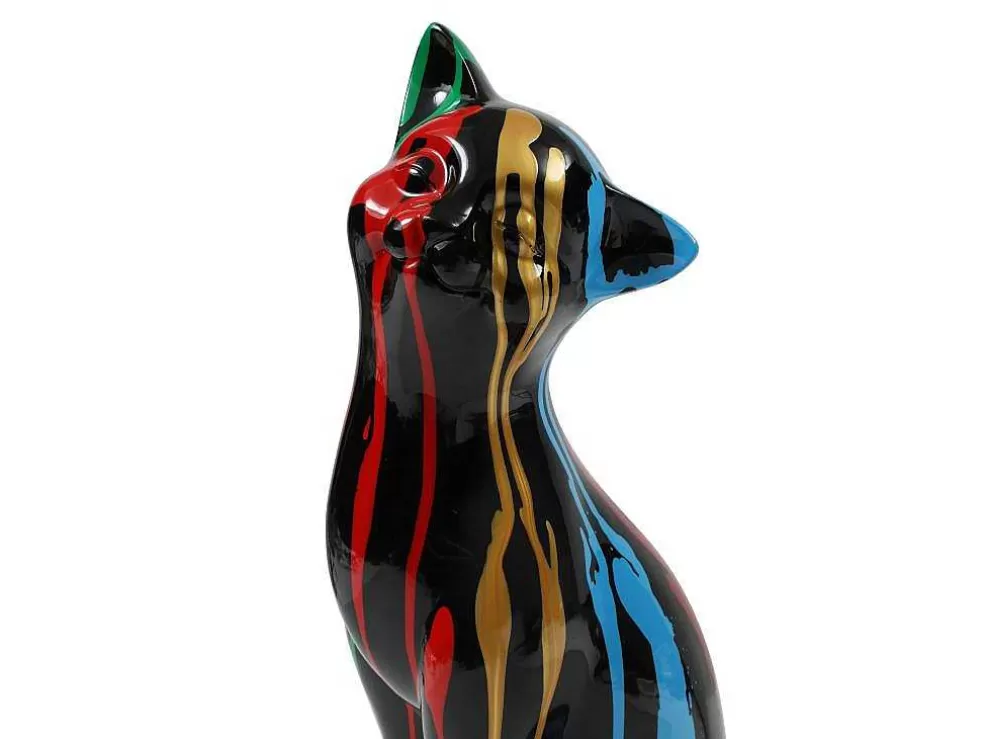 OZAIA Grande Estátua De Gato Em Resina C24 X L13 X A53 Cm Multicolor - Miniria* Estátua