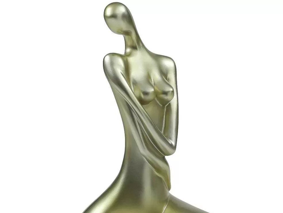 OZAIA Grande Estátua De Mulher Em Resina C39 X L30 X A56 Cm Dourado - Lonisia* Estátua