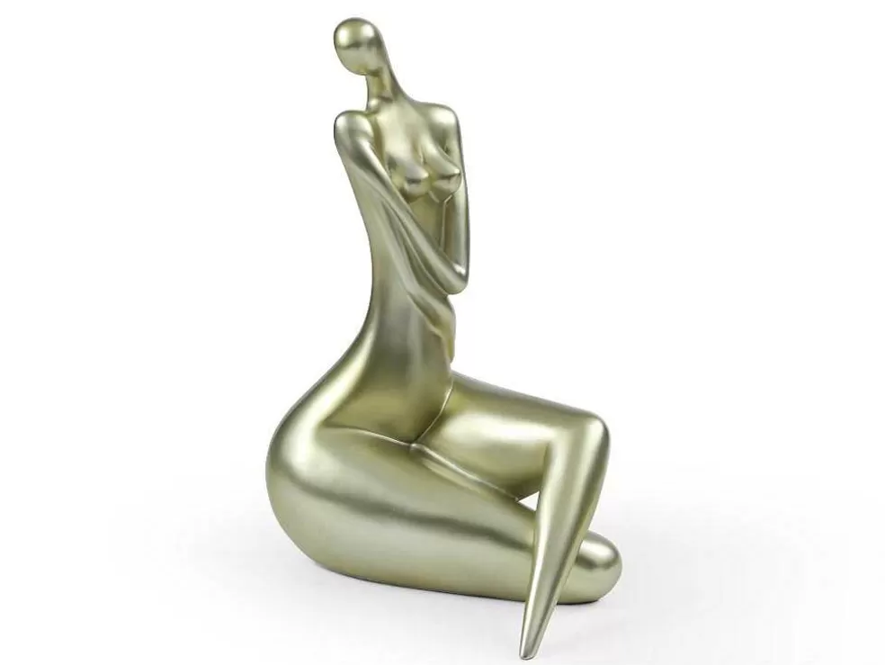 OZAIA Grande Estátua De Mulher Em Resina C39 X L30 X A56 Cm Dourado - Lonisia* Estátua