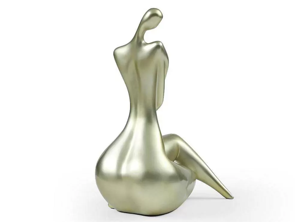 OZAIA Grande Estátua De Mulher Em Resina C39 X L30 X A56 Cm Dourado - Lonisia* Estátua
