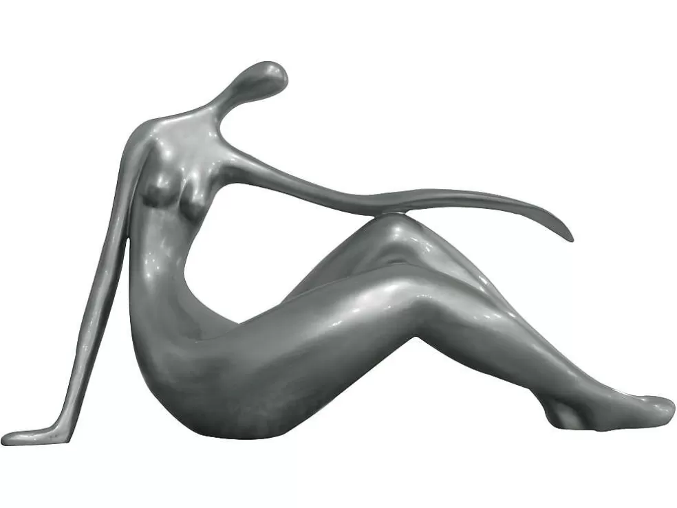 OZAIA Grande Estátua Madeleine Ii Em Resina - Comp.36 X Alt.22 Cm - Prateada* Estátua