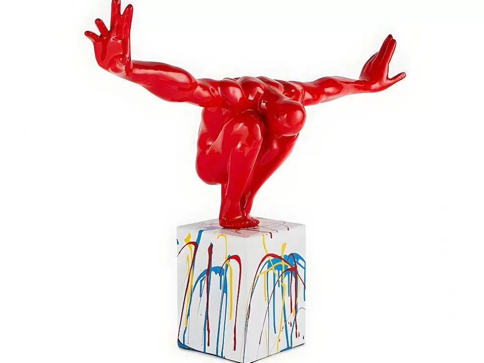 OZAIA Grande Estátua Soledad Ii Em Resina - Comp.73 X Alt.57 Cm - Vermelho* Estátua