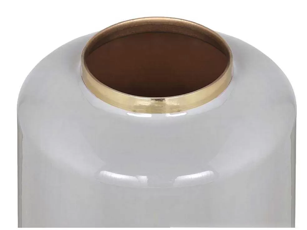OZAIA Grande Vaso Em Metal Esmaltado D. 19 X A. 50 Cm Cinzento E Dourado - Goriat* Objeto De Decoração Interior