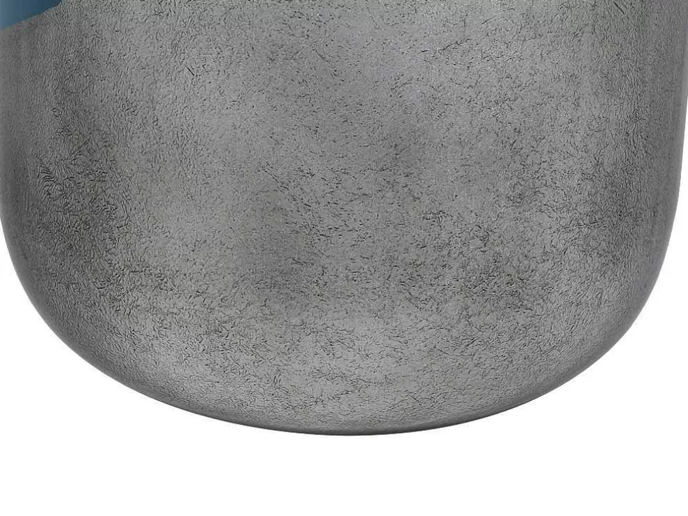 OZAIA Grande Vaso Em Metal Esmaltado D. 30 X A. 82 Cm Preto E Folha Prateada - Perlin* Objeto De Decoração Interior