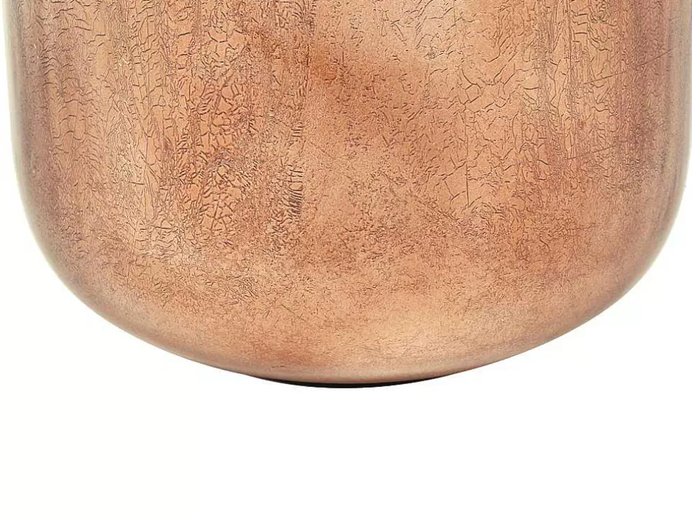 OZAIA Grande Vaso Em Metal Esmaltado D. 30 X A. 82 Cm Terracota E Folha Acobreada - Perlin* Objeto De Decoração Interior