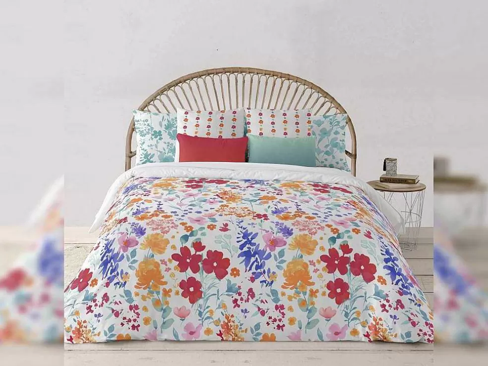 Purline Housse De Coussin 100% Coton 1 Piece Blanc Imprime Floral 30X50* Têxtil De Casa