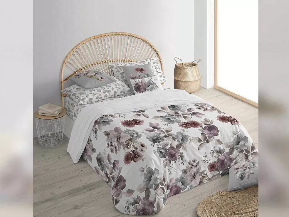 Purline Housse De Coussin 100% Coton 1 Piece Gris A Motif Floral 50X50* Têxtil De Casa