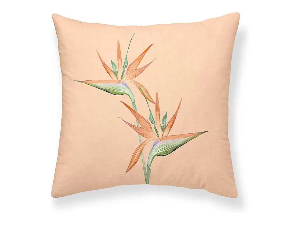 Purline Housse De Coussin 100% Coton 1 Piece Rose Saumon A Fleurs 50X50* Têxtil De Casa
