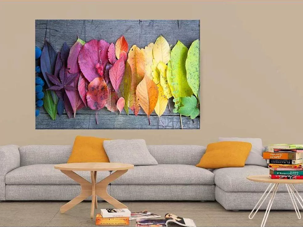 EPIKASA Impressao Em Tela Folhas Coloridas 3, Multicolorido, 150X3X100 Cm, * Placa De Parede Decorativa