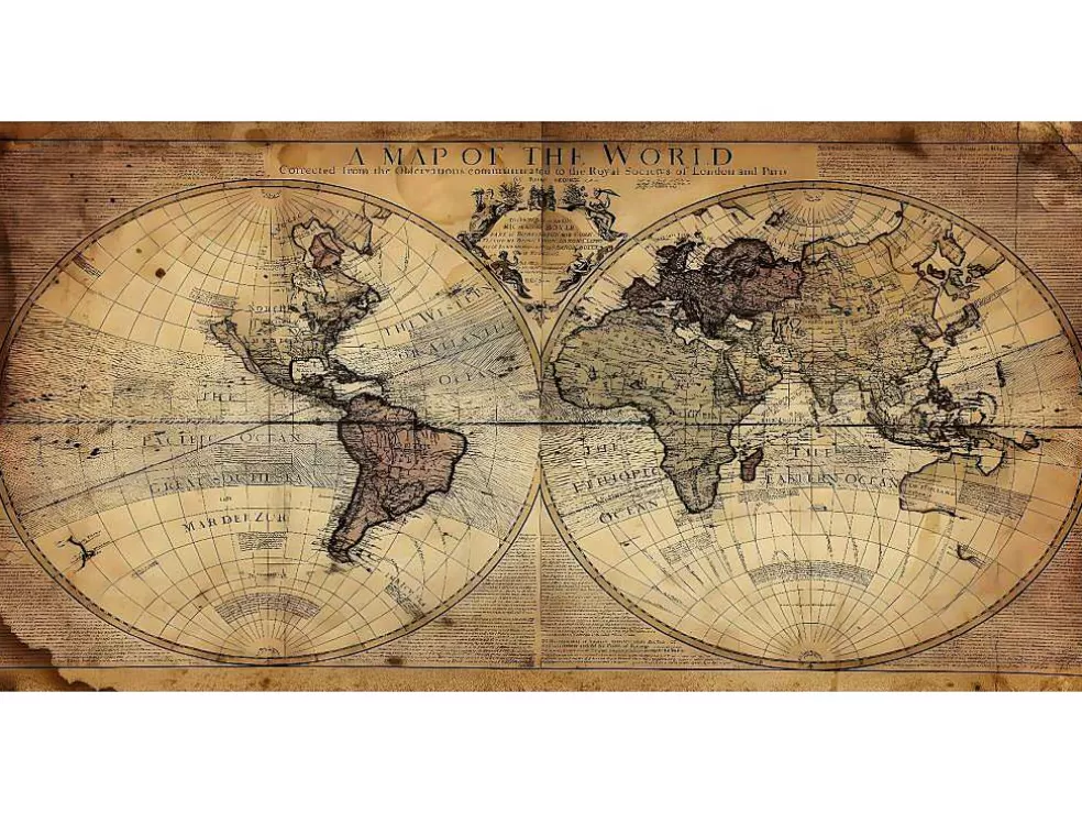 EPIKASA Impressao Em Tela Mapa Do Mundo 1, Multicolorido, 120X4X60 Cm, * Placa De Parede Decorativa