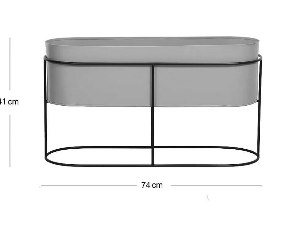 OZAIA Jardineira Interior Ou Exterior De Pe C.74 X A.40 Cm Metal Cinzento-Claro - Ravina* Objeto De Decoração Interior