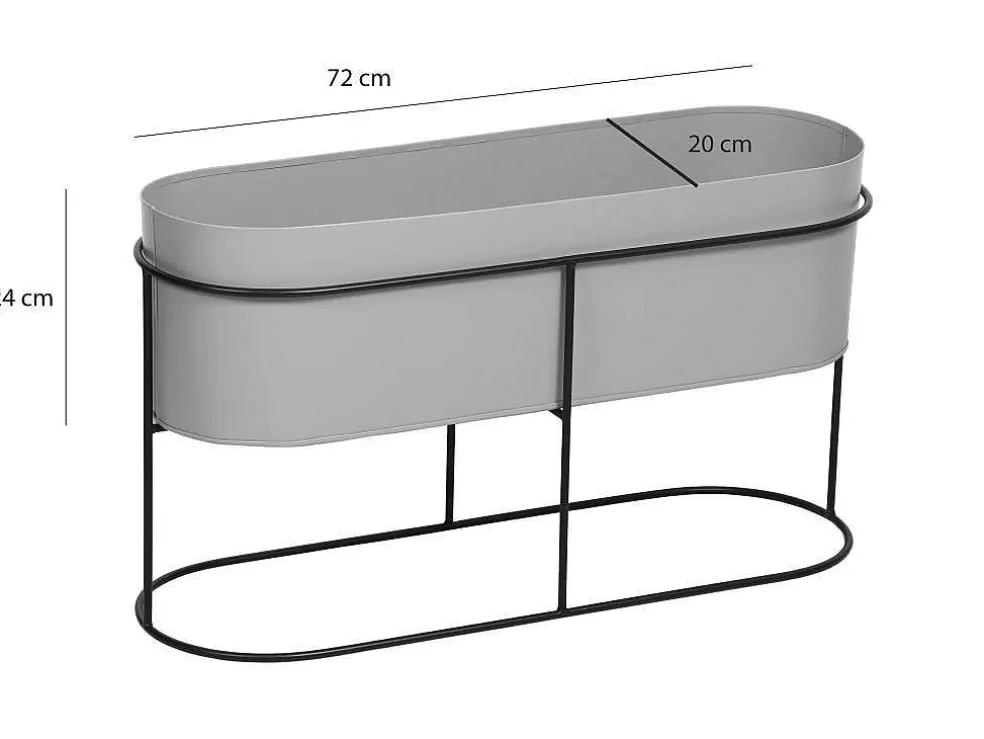 OZAIA Jardineira Interior Ou Exterior De Pe C.74 X A.40 Cm Metal Cinzento-Claro - Ravina* Objeto De Decoração Interior