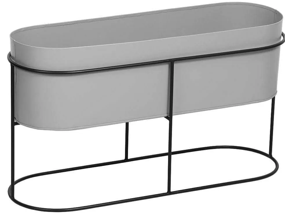 OZAIA Jardineira Interior Ou Exterior De Pe C.74 X A.40 Cm Metal Cinzento-Claro - Ravina* Objeto De Decoração Interior