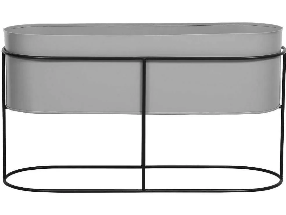 OZAIA Jardineira Interior Ou Exterior De Pe C.74 X A.40 Cm Metal Cinzento-Claro - Ravina* Objeto De Decoração Interior