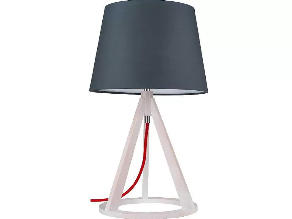 EPIKASA Lampada De Mesa Konan, Carvalho Branqueado, Vermelho, Antracite, 30X30X51 Cm, * Candeeiro De Mesa