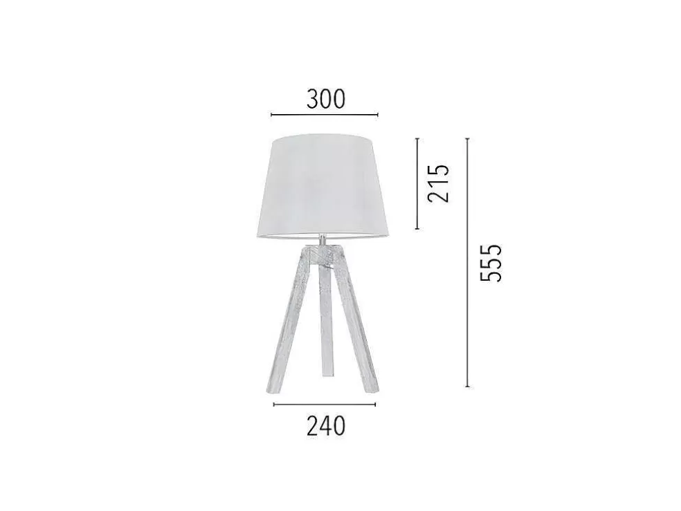EPIKASA Lampada De Mesa Tripod, Carvalho, Cinzento, Castanho, 30X30X55,5 Cm, * Candeeiro De Mesa