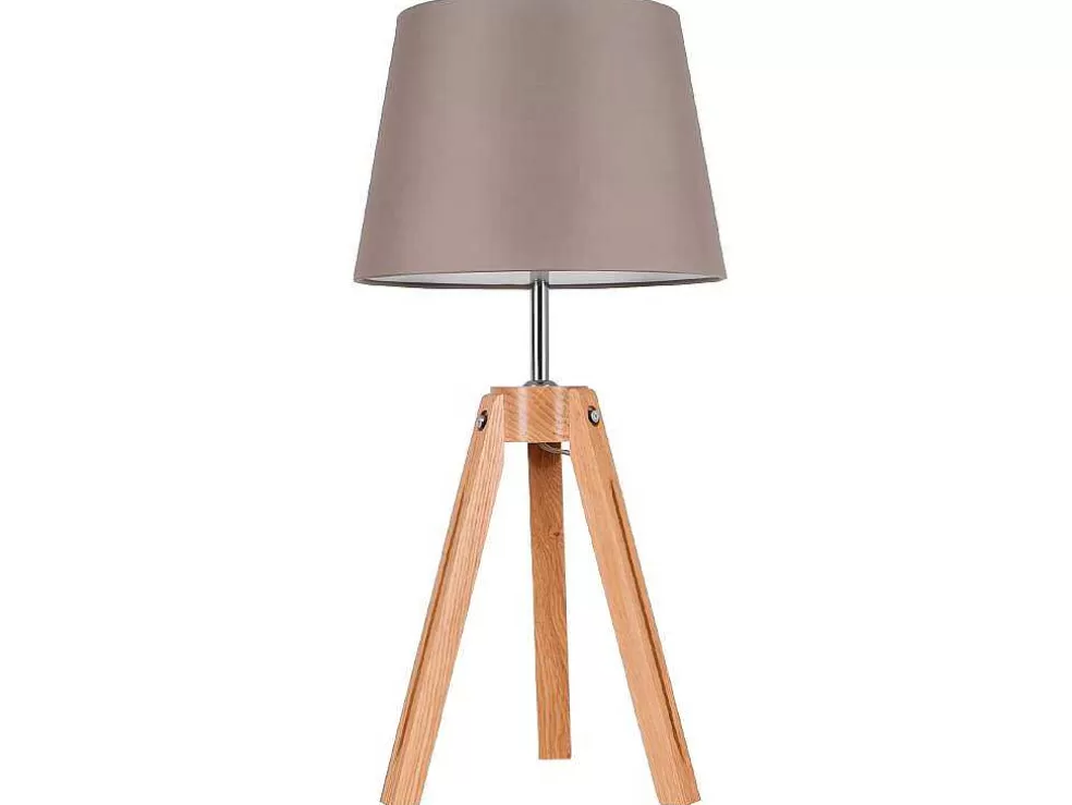 EPIKASA Lampada De Mesa Tripod, Carvalho, Cinzento, Castanho, 30X30X55,5 Cm, * Candeeiro De Mesa