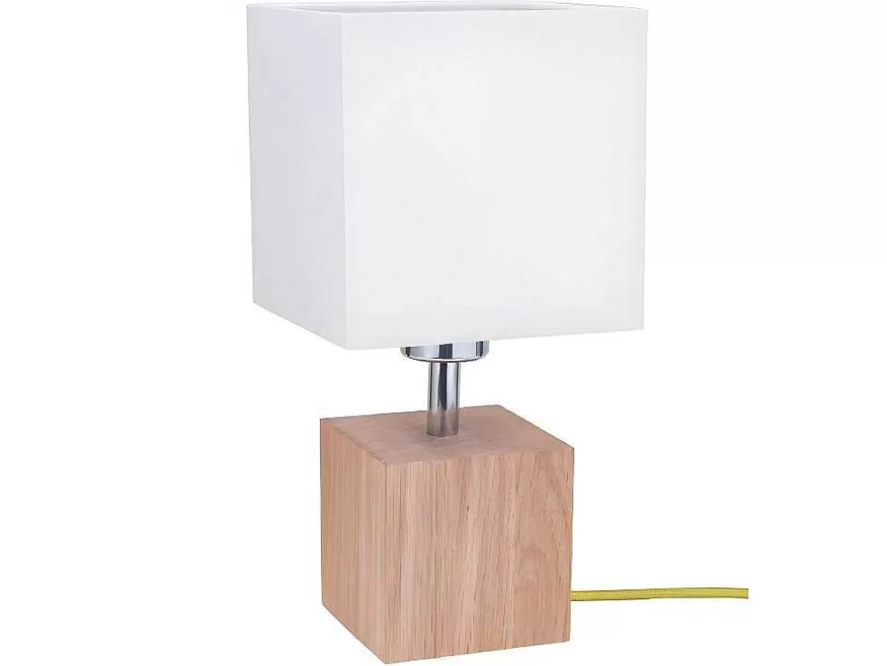 EPIKASA Lampada De Mesa Trongo, Carvalho, Amarelo, Branco, 15X15X31 Cm, * Candeeiro De Mesa