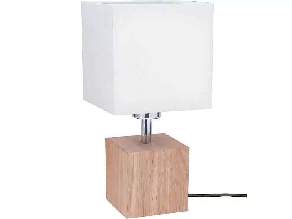 EPIKASA Lampada De Mesa Trongo, Carvalho, Branco, Antracite, 15X15X31 Cm, * Candeeiro De Mesa