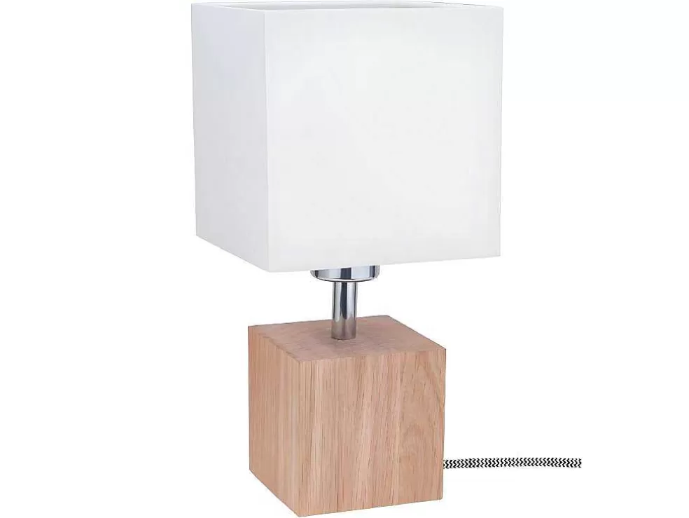 EPIKASA Lampada De Mesa Trongo, Carvalho, Preto, Branco, 15X15X31 Cm, * Candeeiro De Mesa