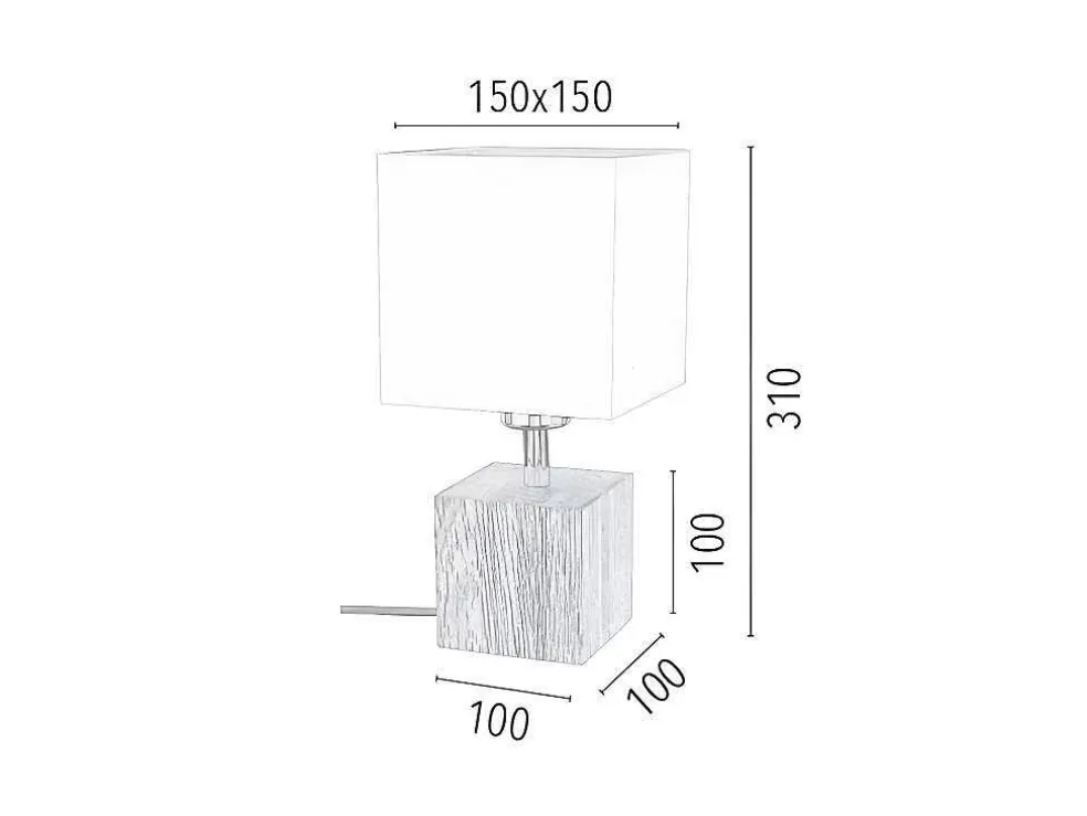 EPIKASA Lampada De Mesa Trongo, Carvalho, Preto, Branco, 15X15X31 Cm, * Candeeiro De Mesa
