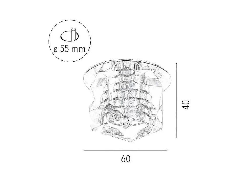 EPIKASA Lampada De Tecto Cristaldream, Cromio, 6X6X4 Cm, * Luz De Teto