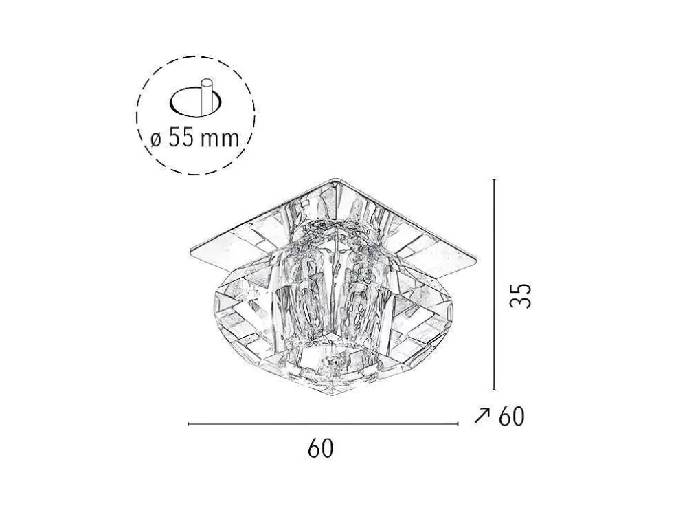 EPIKASA Lampada De Tecto Cristaldream, Cromio, 60X60X35 Cm, * Luz De Teto