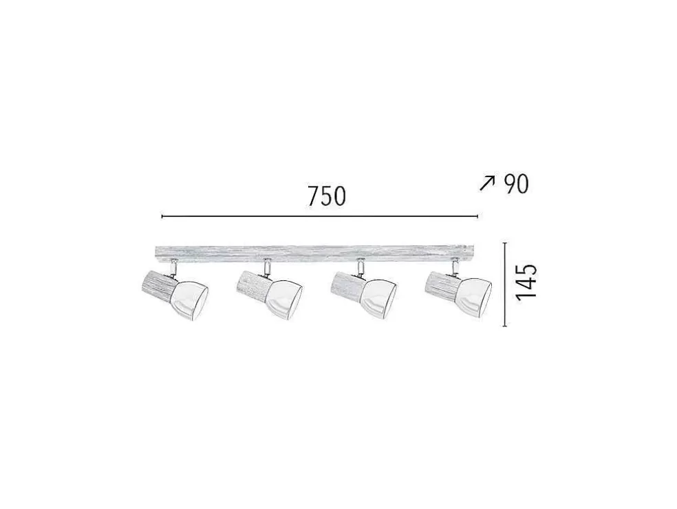 EPIKASA Lampada De Tecto Svenda, Carvalho, Cromio, Branco, 75X9X14,5 Cm, * Luz De Teto