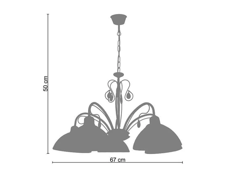 TOSEL Lustre Bourgogne Vidro Braco Bege D67 X H50 Cm* Lustre