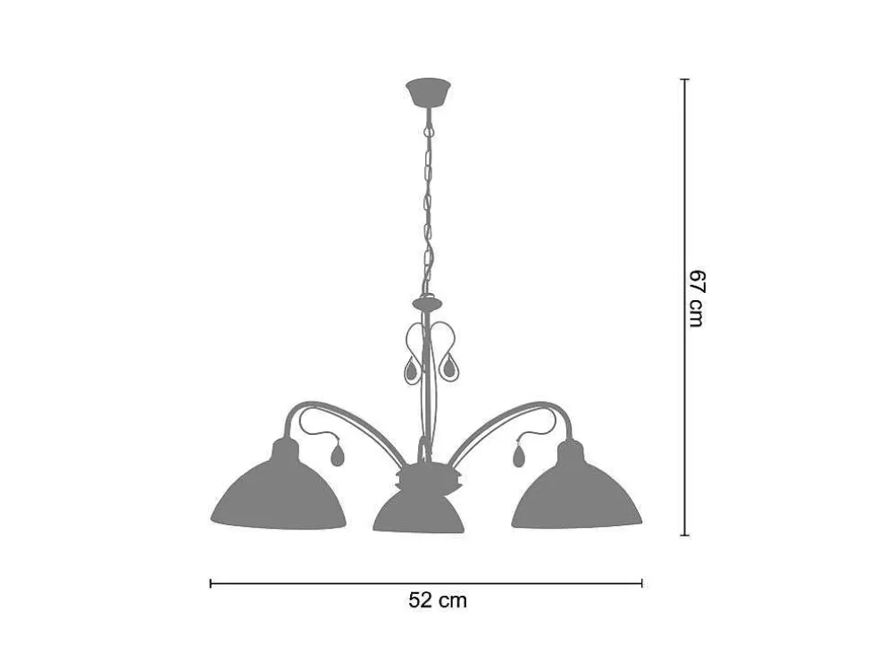 TOSEL Lustre Bourgogne Vidro Braco Cetim D52 X H67 Cm* Lustre