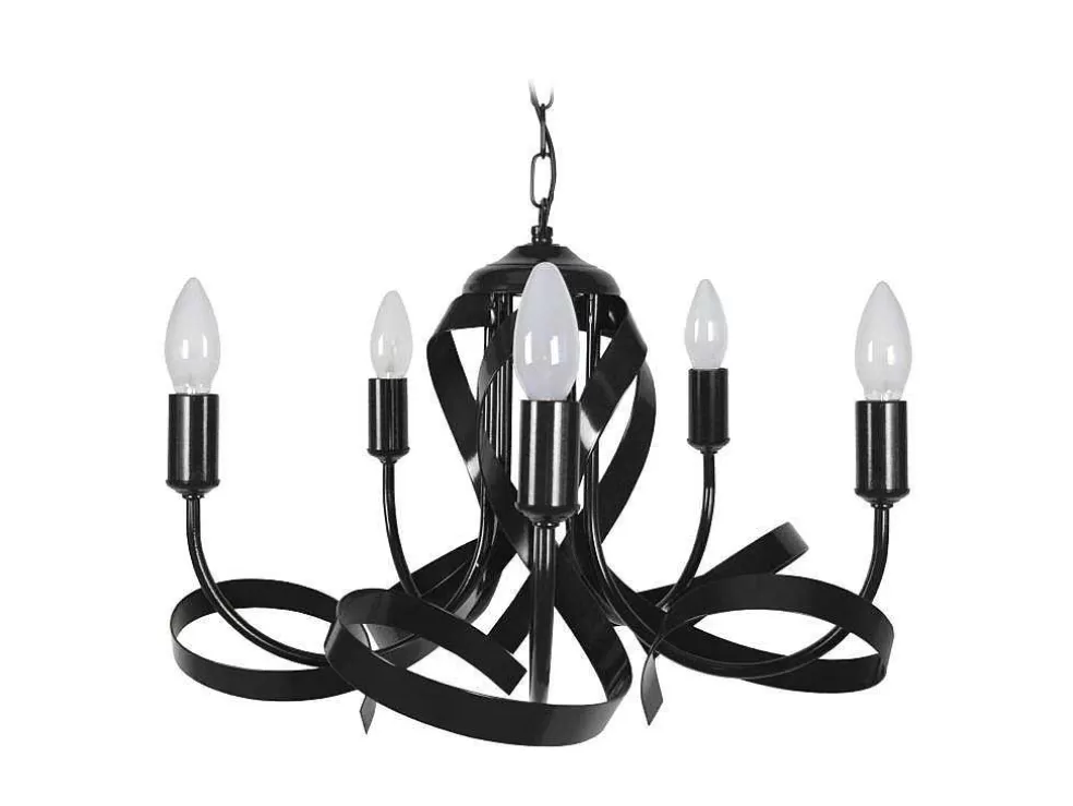 TOSEL Lustre Monaco Lampada Decorativa Braco Preto Fosco D52 X H70 Cm* Lustre