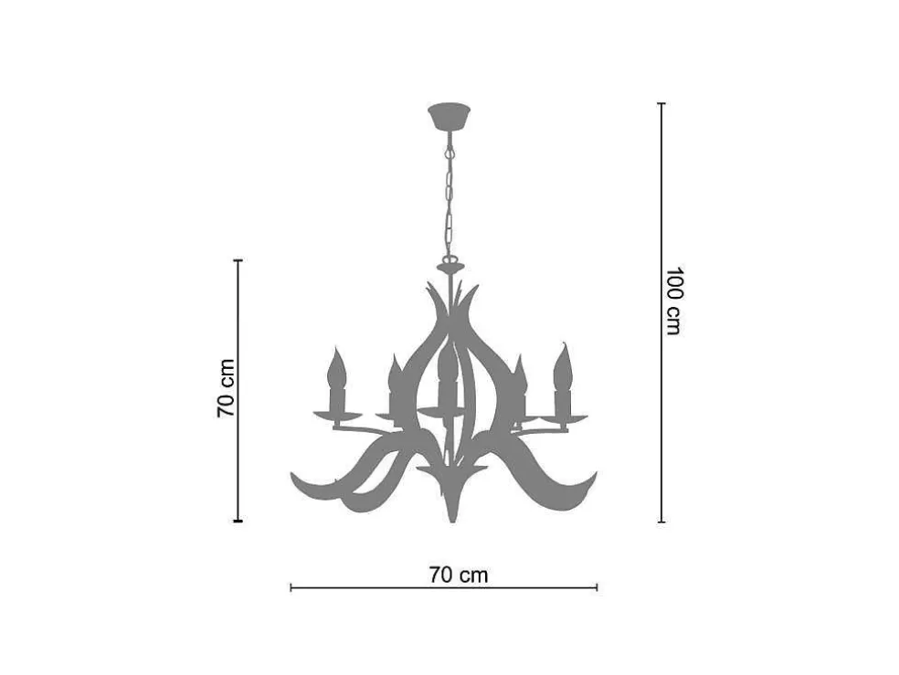 TOSEL Lustre Palm Lampada Decorativa Braco Castanho D70 X H100 Cm* Lustre