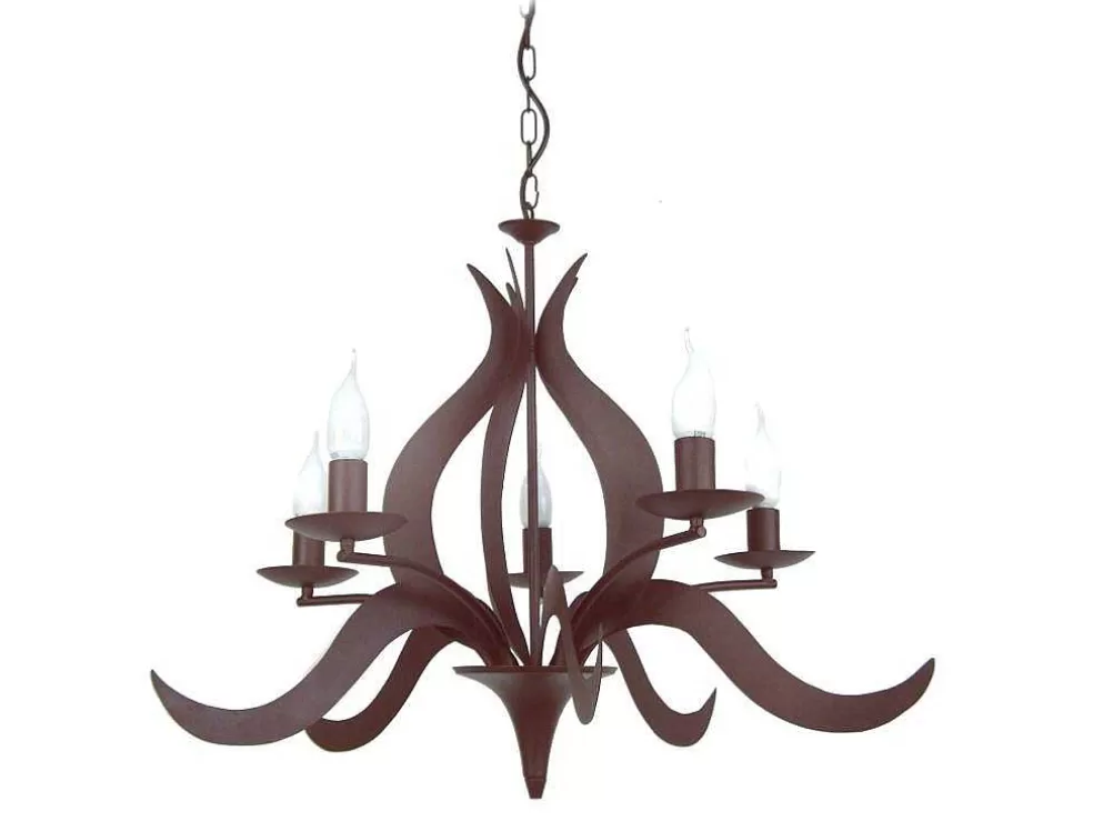 TOSEL Lustre Palm Lampada Decorativa Braco Castanho D70 X H100 Cm* Lustre