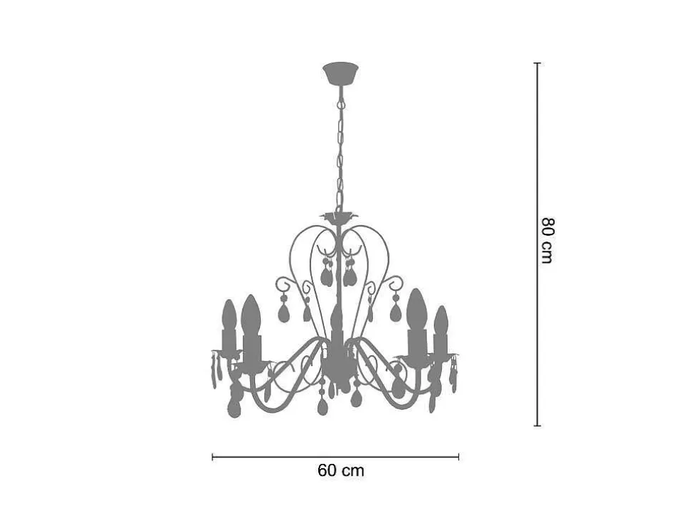 TOSEL Lustre Pampilles Vidro Braco Transparente D55 X H90 Cm* Lustre