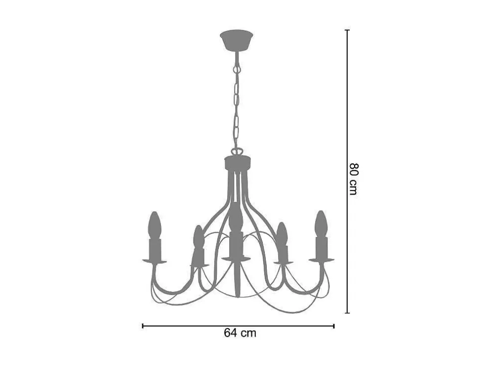 TOSEL Lustre Provencale Lampada Decorativa Braco Palido D64 X H80 Cm* Lustre