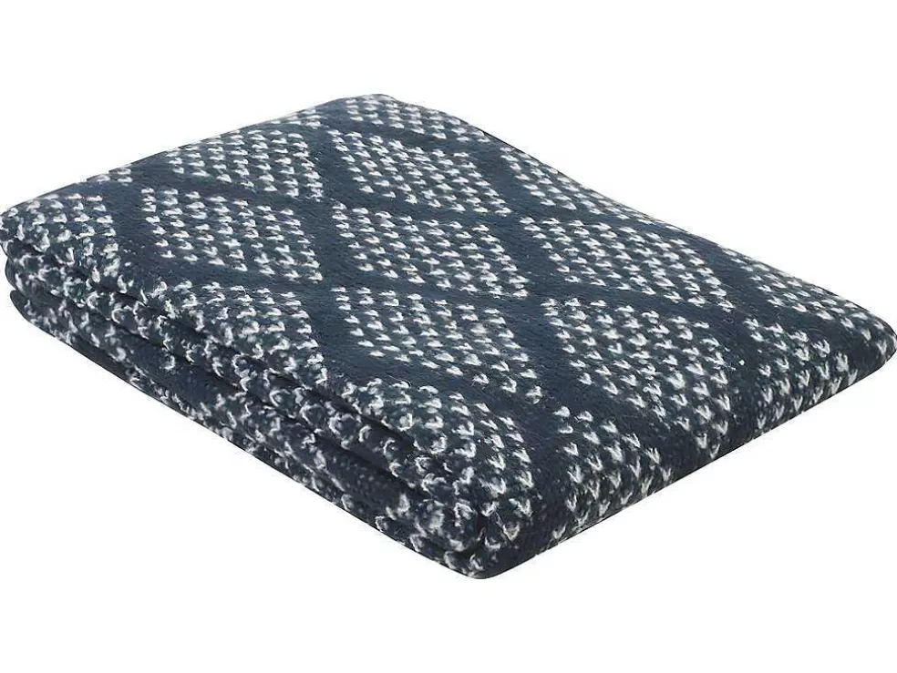 OZAIA Manta Oyace - Acrilico E La - 130 X 170 Cm - Marfim E Azul* Têxtil De Casa