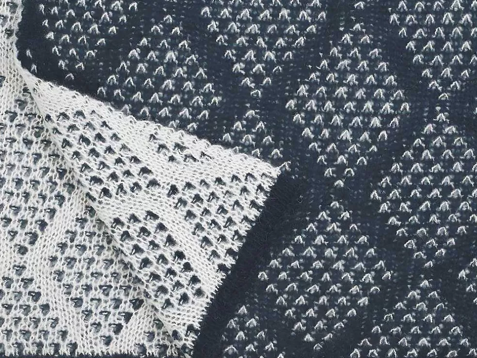 OZAIA Manta Oyace - Acrilico E La - 130 X 170 Cm - Marfim E Azul* Têxtil De Casa