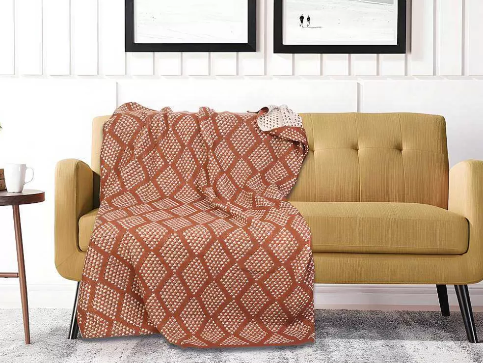 OZAIA Manta Oyace - Acrilico E La - 130 X 170 Cm - Marfim E Vermelho* Têxtil De Casa