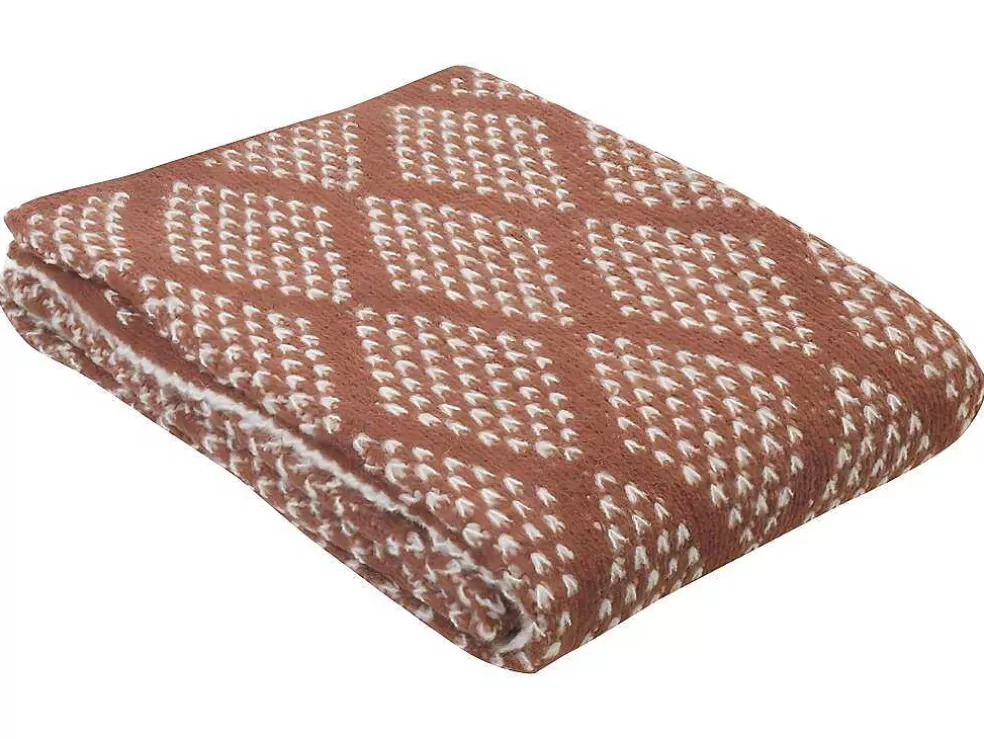 OZAIA Manta Oyace - Acrilico E La - 130 X 170 Cm - Marfim E Vermelho* Têxtil De Casa