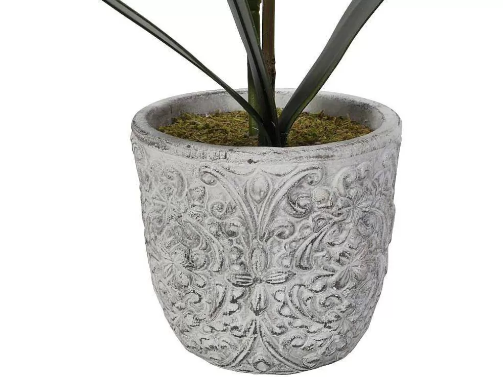 OZAIA Planta Artificial Orquidea Com Vaso Em Cimento A.60 Branco - Flora* Planta Artificial