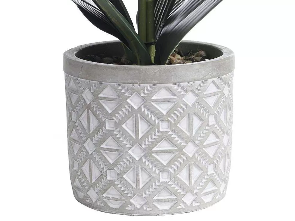 OZAIA Planta Artificial Orquidea Com Vaso Em Cimento A.55 X L.30 Cm Cor-De-Rosa - Riosane* Planta Artificial
