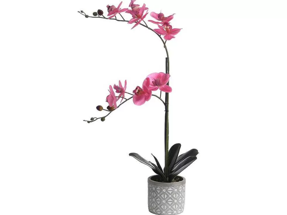 OZAIA Planta Artificial Orquidea Com Vaso Em Cimento A.55 X L.30 Cm Cor-De-Rosa - Riosane* Planta Artificial