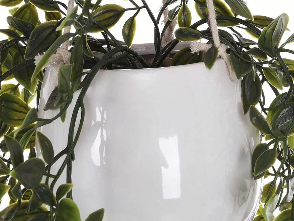 OZAIA Planta Artificial Pendente Com Vaso Em Ceramica A.70 X L.20 Cm Verde - Bahiana* Planta Artificial