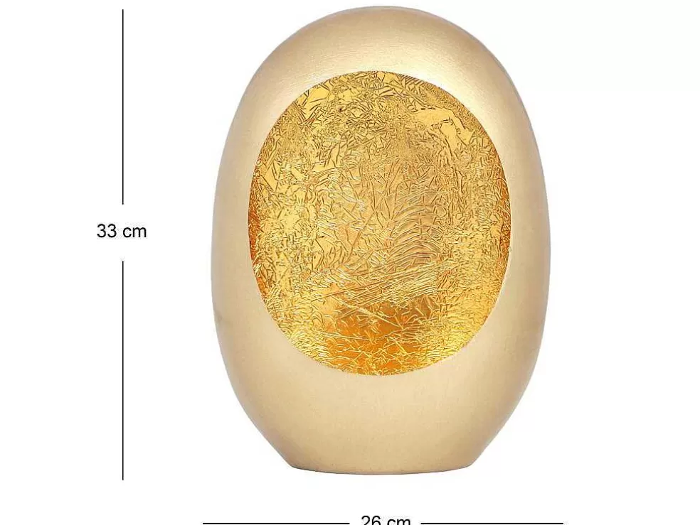 OZAIA Porta-Velas Em Metal C. 26 X A.33 Cm Acabamento Latao E Folhas Douradas, Dourado - Belinni* Castiçais Decorativos E Velas